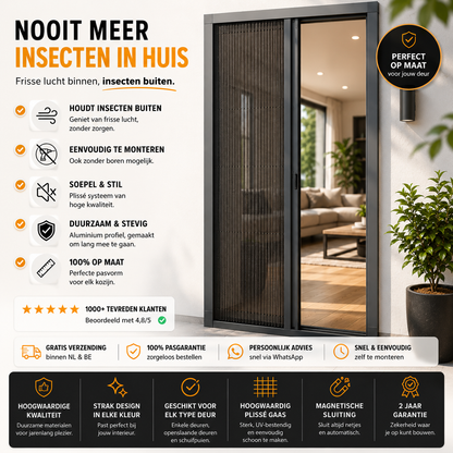 Plissé Hordeur voor Enkele Deur